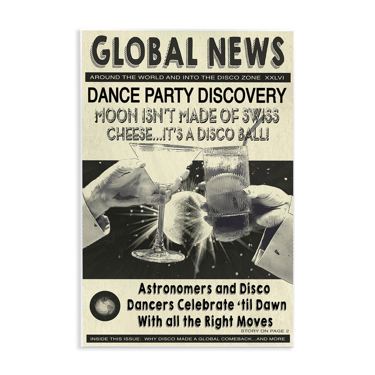 Stupell Industries Vintage Disco News Article Wall Plaque Art Design by Graffi*tee Studios